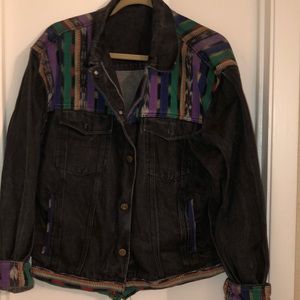 Vintage black boho style jean jacket